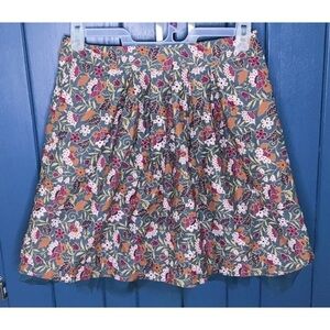 Olive Green Floral Tulle Trim Skirt Medium Cottage Goblin Core Fairy Grunge